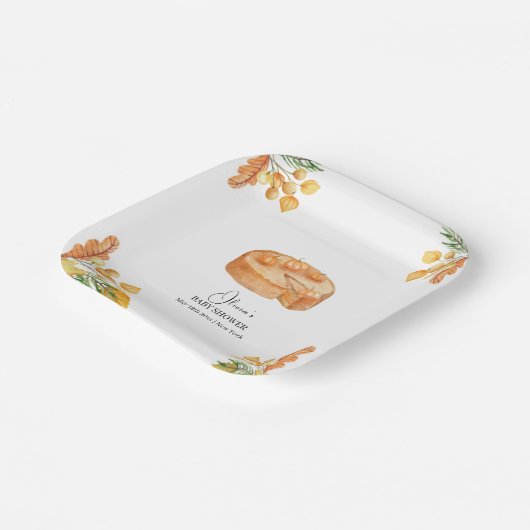 Rustikale kleine Süsse Pumpkin Pie Fall Baby Dusch Pappteller (Gewinkelt)