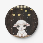 Rustikale kleine weiße Lamm-Babydusche Pappteller (Vorderseite)