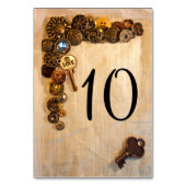 Rustikale Knopf-Tischnummern Tischnummer (Rückseite)