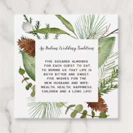 Rustikale Koniferzweige Kiefernzapfen Hochzeit Geschenkanhänger