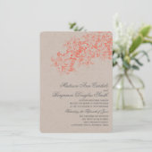 Rustikale Korallen Blühte Hochzeitseinladungen Einladung (Stehend Vorderseite)