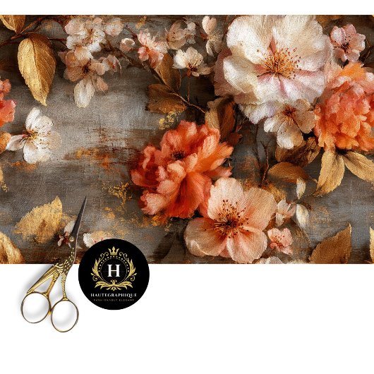 Rustikale Korallen-Blumen nahtloses Decoupage Seidenpapier