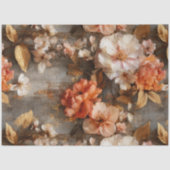 Rustikale Korallen-Blumen nahtloses Decoupage Seidenpapier (Vorderseite)