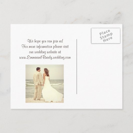 Rustikale Korallen & Navy Mason Jar Save the Date Ankündigungspostkarte (Rückseite)