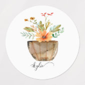 Rustikale korallenfarbene Blume Etiketten (Design 1)