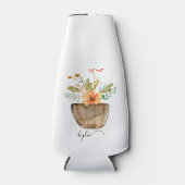 Rustikale korallenfarbene Blume Flaschenkühler (Vorderseite)