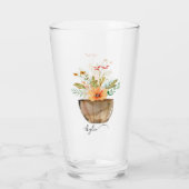Rustikale korallenfarbene Blume Glas (Rückseite)