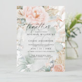 Rustikale Korallenflorale Rose Wasserfarbe Einladung (Stehend Vorderseite)