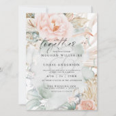 Rustikale Korallenflorale Rose Wasserfarbe Einladung (Vorderseite)