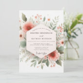 Rustikale Korallenhochzeit Einladung (Stehend Vorderseite)