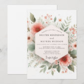 Rustikale Korallenhochzeit Einladung (Vorne/Hinten)