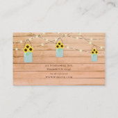 Rustikale Korallenleuchten & Mason Jar Sonnenblume Visitenkarte (Rückseite)