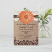 Rustikale korallenrote einladung (Stehend Vorderseite)