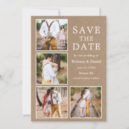 Rustikale Kraft 4 Foto Verlobung Save The Date