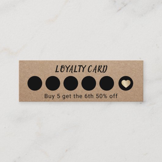 Rustikale Kraft-6-Punch-Loyalität Treuekarte (Vorderseite)