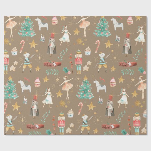 Rustikale Kraft Alles Nutcracker Weihnachten 2 Geschenkpapier (Flach)