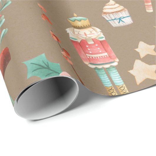 Rustikale Kraft Alles Nutcracker Weihnachten 2 Geschenkpapier (Rolleneckpunkt)