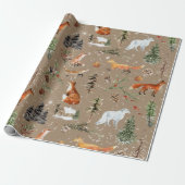 Rustikale Kraft Alles Woodland & Arctic Fox Geschenkpapier (Ungerollt)