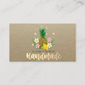 Rustikale, Kraft-, Ananas-Blume handgefertigt Visitenkarte (Vorderseite)