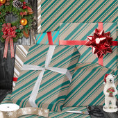 Rustikale Kraft-Aquamarin-Grünstreifen-Urlaub Geschenkpapier