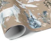 Rustikale Kraft Arctic Hare Wolf Fox Snowy Wrappi Geschenkpapier (Rolleneckpunkt)