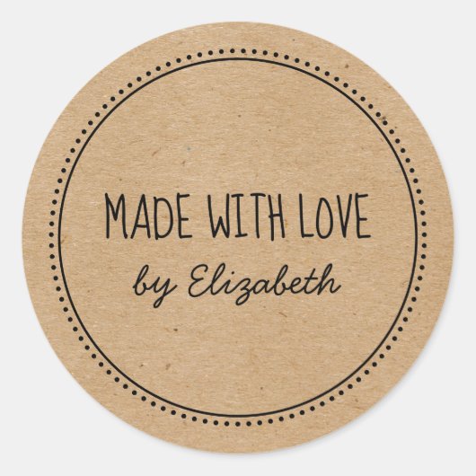 rustikale Kraft aus handgeschriebener Liebe Runder Aufkleber (Vorderseite)