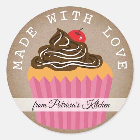 Rustikale Kraft aus Liebe aus der Küche Runder Aufkleber (Vorderseite)