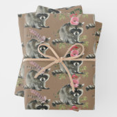 Rustikale Kraft-Baby-Racoons für ein Party Geschenkpapier Set (Beispiel)