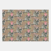 Rustikale Kraft-Baby-Racoons für ein Party Geschenkpapier Set (Vorderseite)