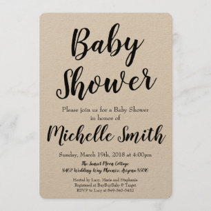 Rustikale Kraft Baby Shower Einladung