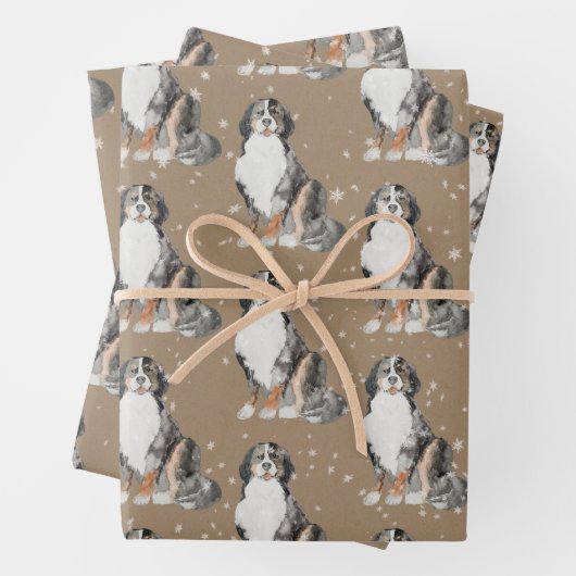 Rustikale Kraft Berner Hunde Rodelbahn Geschenkpapier Set (Beispiel)