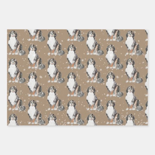 Rustikale Kraft Berner Hunde Rodelbahn Geschenkpapier Set (Vorderseite)