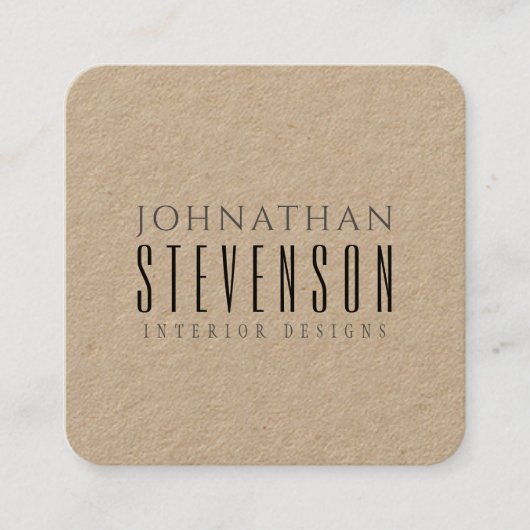 Rustikale Kraft Beruflich Black Quadratische Visitenkarte (Vorderseite)