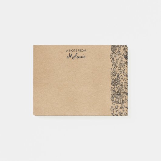 Rustikale Kraft Birds Illustration Personalisiert Post-it Klebezettel (Vorderseite)