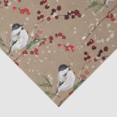 Rustikale Kraft Black Cap Chickadee Bird Red Berri Seidenpapier (Detail)