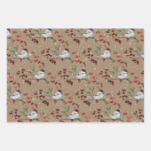 Rustikale Kraft Black Cap Chickadee Birds & Berrie Geschenkpapier Set (Vorderseite)