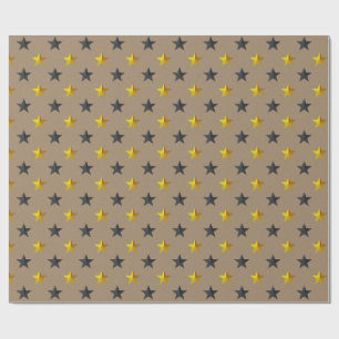 Rustikale Kraft Black Gold Stars Urlaub Geschenkpapier