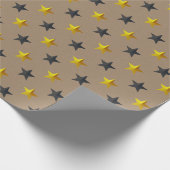 Rustikale Kraft Black Gold Stars Urlaub Geschenkpapier (Ecke)