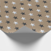 Rustikale Kraft Black Silver Stars Geschenkpapier (Ecke)