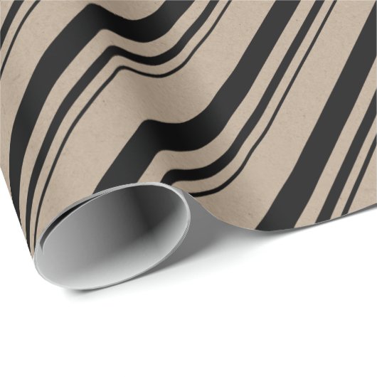 Rustikale Kraft Black Stripes Holiday Geschenkpapier (Rolleneckpunkt)