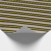 Rustikale Kraft Black Yellow Wide Strip Holiday Geschenkpapier (Ecke)