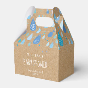 Rustikale Kraft Blaue Regentropfen Babyparty Geschenkschachtel
