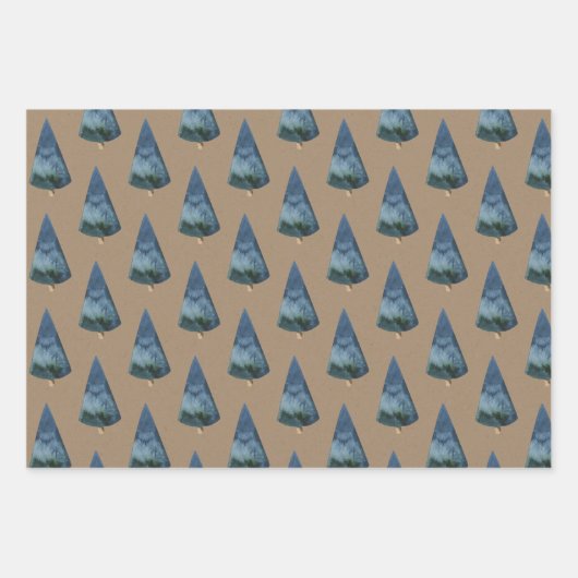 Rustikale Kraft Blue & Green Spruce Trees Geschenkpapier Set (Vorderseite 2)