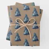Rustikale Kraft Blue & Green Spruce Trees Geschenkpapier Set (Beispiel)