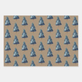 Rustikale Kraft Blue & Green Spruce Trees Geschenkpapier Set (Vorderseite)