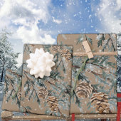 Rustikale Kraft Blue Juniper Tree Branchen und Con Geschenkpapier Set