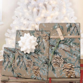 Rustikale Kraft Blue Juniper Tree Branchen und Con Geschenkpapier Set