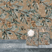 Rustikale Kraft Blue Juniper Tree Branchen und Con Geschenkpapier Set