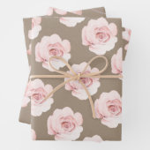 Rustikale Kraft Blush Peach Peony Blume Bläschen Geschenkpapier Set (Beispiel)