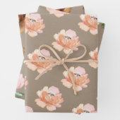 Rustikale Kraft-Blush-Peach- und Cognac-Blume Geschenkpapier Set (Beispiel)